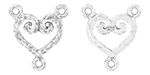 Starman Sterling Silver : Heart Swirl Center Link with 3 Loops 16.5 x 14.5mm