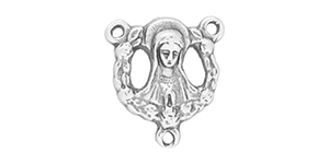 Starman Sterling Silver Religious : Round Rosary Center Link - 15.5 x 14mm