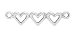 Starman Sterling Silver :  Triple Heart Connector 6.5 x 29mm