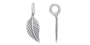 Starman Sterling Silver :  Tiny Leaf Charm 14.5 x 4.5mm