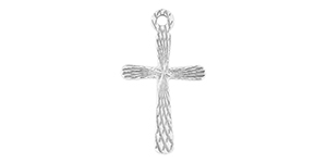 Starman Sterling Silver Religious : Sparkly Cross Pendant - 26.5 x 15mm