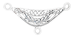 Starman Sterling Silver Essentials : Detailed Crescent 3 Ring Link with Leafy Pattern 31 x 15mm