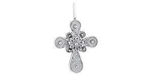 Starman Sterling Silver Religious : Filigree Fancy Cross Charm - 36 x 22.5mm