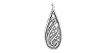 Starman Sterling Silver :  Filigree Teardrop Pendant 24.5 x 9mm