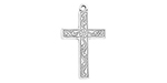 Starman Sterling Silver Religious : Cross Pendant With Swirl Design - 28.5 x 17mm