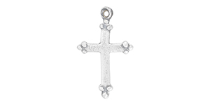 Starman Sterling Silver Religious : Small Cross Charm With Dotted Ends - 19.5 x 12mm