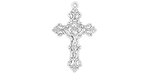 Starman Sterling Silver Religious : Fancy Crucifix Pendant - 37 x 23.5mm