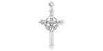 Starman Sterling Silver Religious : Cross Pendant with Claddagh Center - 29 x 15.5mm