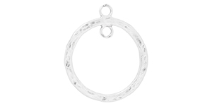 Starman Sterling Silver Essentials : Hammered Circle Pendant With 2 Top Loops 24.5 x 21mm