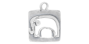 Starman Sterling Silver : Rectangle Elephant Charm