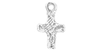 Starman Sterling Silver Religious : Tiny Textured Cross Charm - 12.5 x 7mm