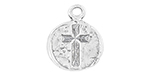 Starman Sterling Silver Religious : Cross in a Circle Charm - 15 x 12.5mm