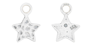 Starman Sterling Silver Essentials : Hammered Star Charm 11 x 8mm