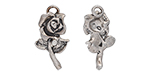 Starman Sterling Silver : Tiny Rose On Stem Pendant 12.5 x 6.5mm