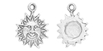 Starman Sterling Silver : Sun Face Dangle with Fancy Border 15 x 11mm