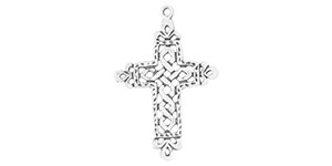 Starman Sterling Silver Religious : Woven Patterned Cross Pendant - 33 x 22mm