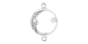 Starman Sterling Silver : Man in the Moon w/ Star Link 22 x 16mm