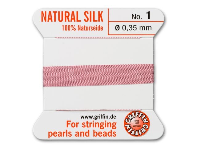 Griffin Bead Cord No. 1 (0.35mm) - Dark Pink 100% Silk