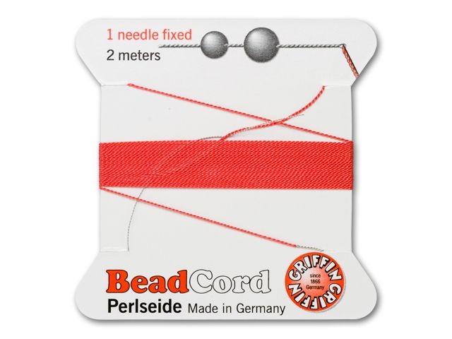 Griffin Bead Cord No. 1 (0.35mm) - Coral 100% Silk