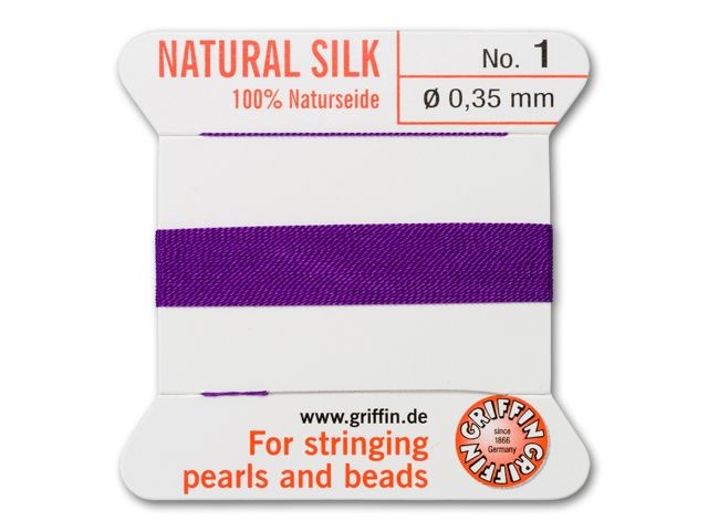 Griffin Bead Cord No. 1 (0.35mm) - Amethyst 100% Silk