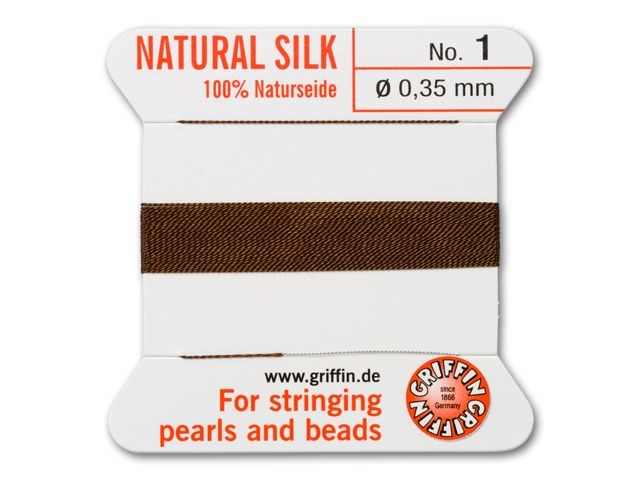 Griffin Bead Cord No. 1 (0.35mm) - Brown 100% Silk