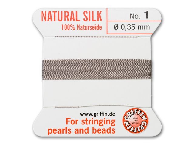 Griffin Bead Cord No. 1 (0.35mm) - Grey 100% Silk