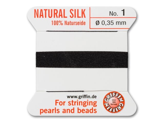 Griffin Bead Cord No. 1 (0.35mm) - Black 100% Silk