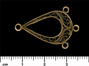 Three Loop Teardrop Pendant 33/21mm : Antique Brass