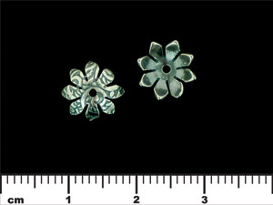Eight Petal Flower End Cap 10/4mm : Antique Silver