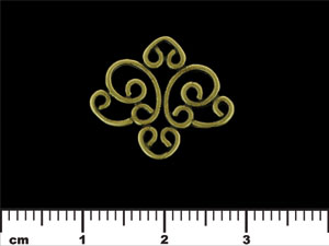 Filigreed Heart Connector 17/20mm : Anitque Brass