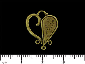 Heart/Bird Pendant : Antique Brass