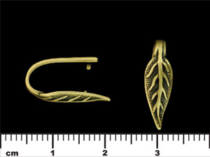 Veined Leaf Pinch Bail 20/6mm : Antique Brass