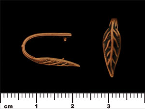 Veined Leaf Pinch Bail 20/6mm : Antique Copper