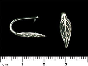 Veined Leaf Pinch Bail 20/6mm : Antique Silver