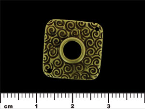 Square Link w/Swirls 23/23mm : Antique Brass