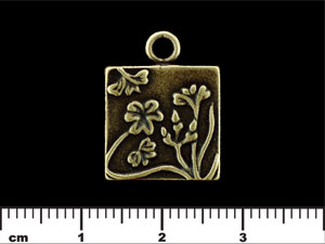 Square Garden Pendant 16mm : Antique Brass