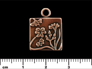Square Garden Pendant 16mm : Antique Copper