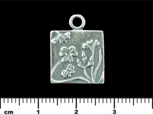 Square Garden Pendant 16mm : Antique Silver