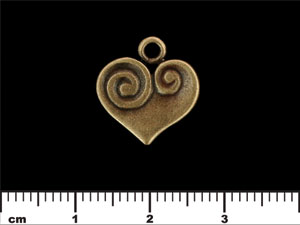 Swirl Heart Pendant 17mm : Antique Brass