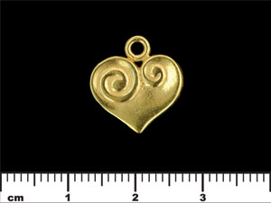 Swirl Heart Pendant 17mm : Gold