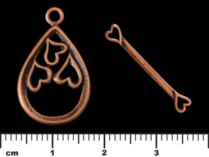 Hearts Toggle : Antique Copper