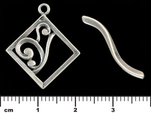 Square Swirl Toggle : Antique Silver