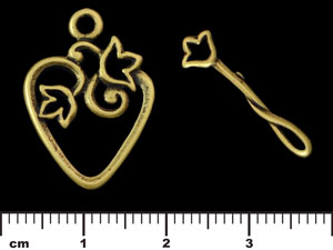 Tulip Heart Toggle : Antique Brass