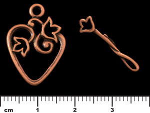 Tulip Heart Toggle : Antique Copper