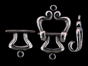 Ribbon Hinge Clasp Set : Antique Silver