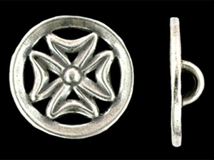 Cross Pattée Button 17mm : Antique Silver
