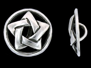 Woven Star Button 14mm : Antique Silver