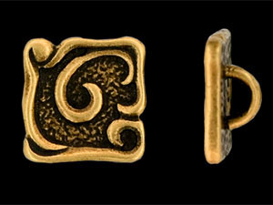 Square Swirl Button 11.5mm/11.5mm : Antique Brass