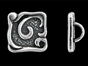 Square Swirl Button 11.5mm/11.5mm : Antique Silver