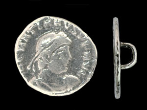 Roman Coin Button 17mm : Antique Silver